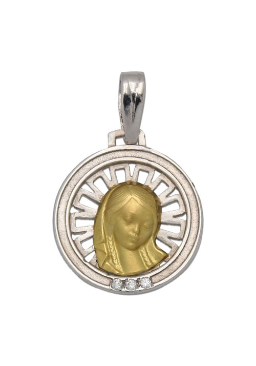 Medalla Virgen Nia en Oro Bicolor Primera Ley 0002MEDOBI