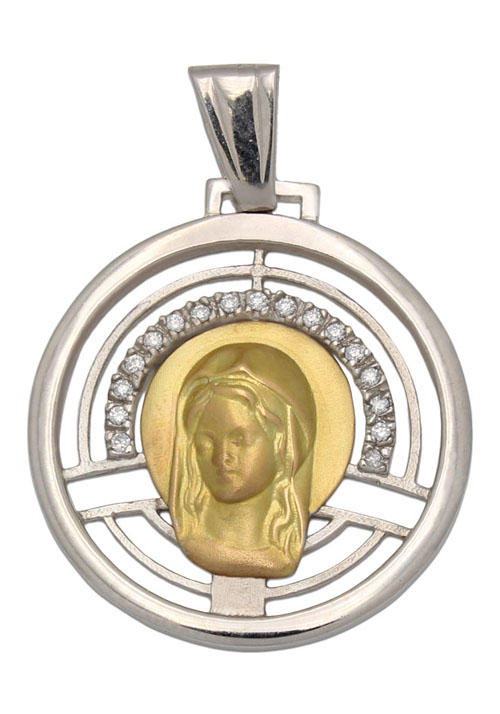 Medalla Virgen Nia en Oro Bicolor Primera Ley 0001MEDOBI