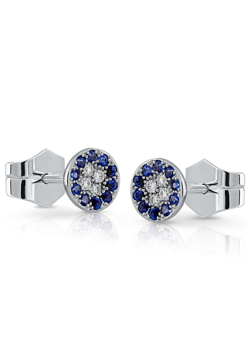 Pendientes en Oro Blanco Primera Ley con Diamantes y Topacio Azul 0058POBTDIA