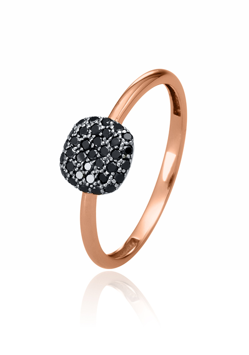 Sortija en Oro Bicolor Primera Ley con Diamantes Negros 0052SORDINE