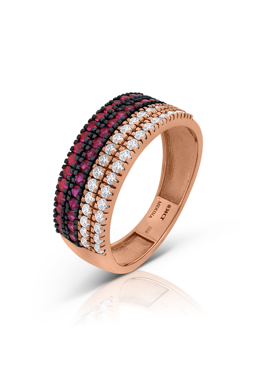 Sortija en Oro Rosa Primera Ley con Diamantes Negros y Brown 0053SORDINB