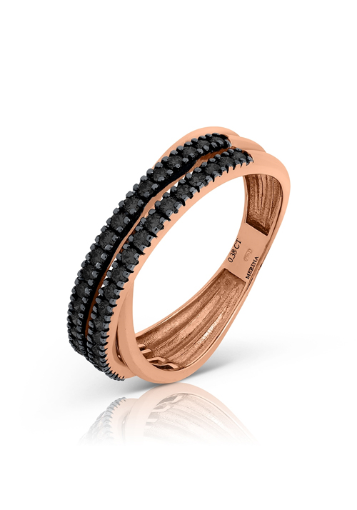 Sortija en Oro Rosa Primera Ley con Diamantes Negros 0067SORDINA