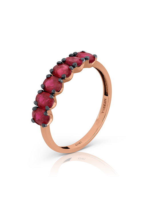 Sortija en Oro Rosa Primera Ley con Rub�es 0065SORU
