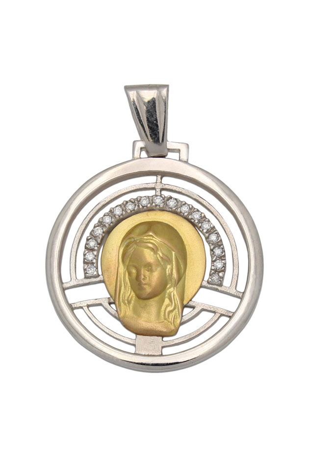 Medalla Virgen Niña en Oro Bicolor Primera Ley 0001MEDOBI