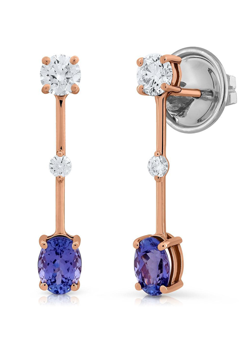 Pendientes en Oro Rosa Primera Ley con Diamantes y Zafiros 0064PORDIZA