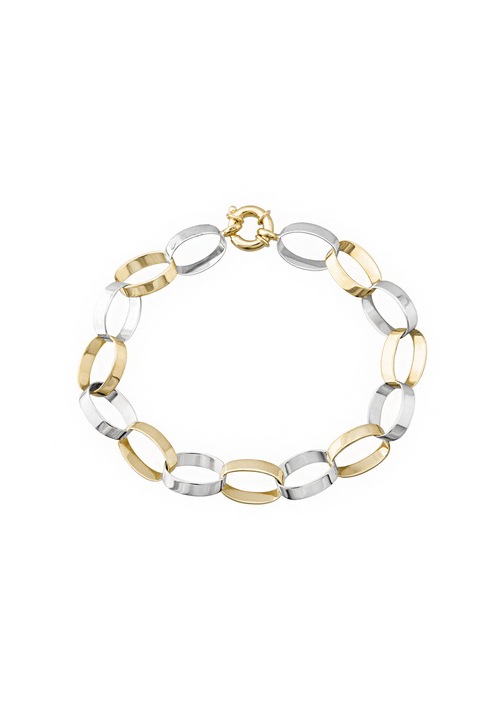 Pulsera en Oro Bicolor Primera Ley con Diseo de Grandes Eslabones 0009PUOBI