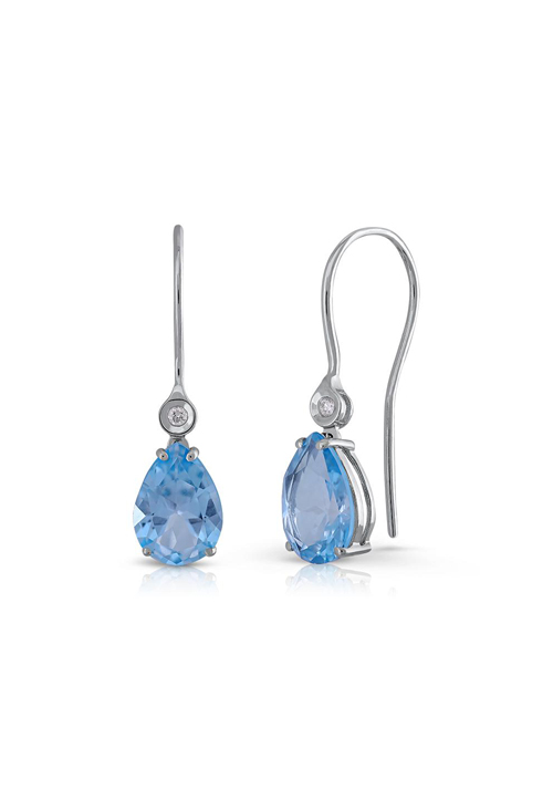 Pendientes en Oro Blanco Primera Ley con Diamantes y Topacios 0061POBTODI 
