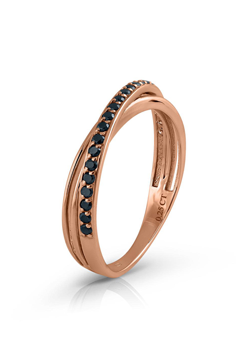 Sortija en Oro Rosa Primera Ley con Diamantes Negros 0032SORDIN