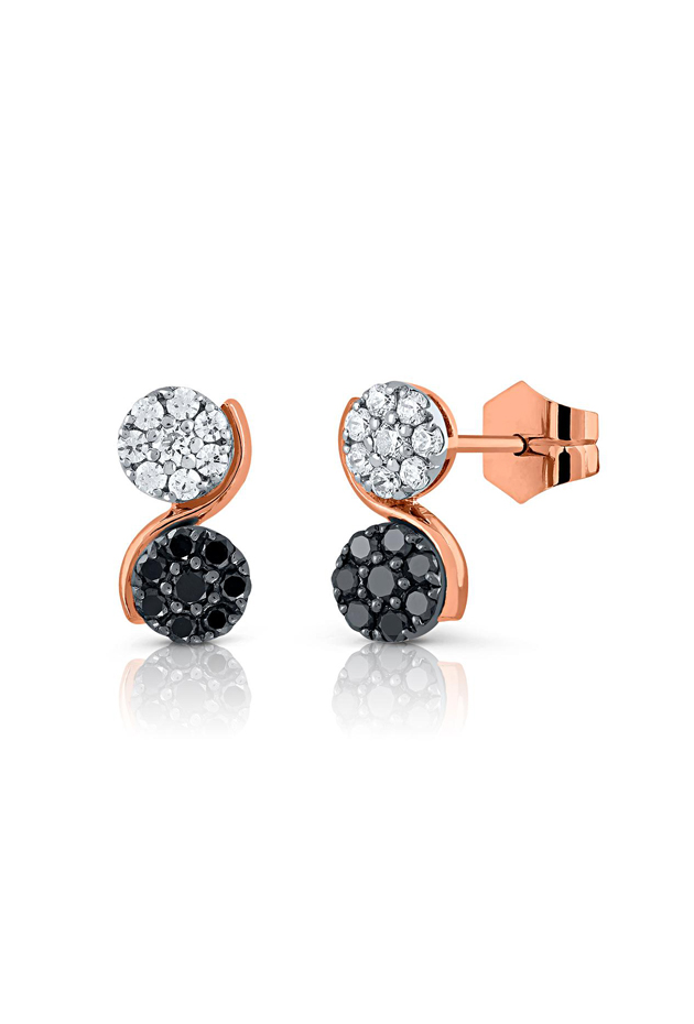 Pendientes en Oro Rosa Primera Ley con Diamantes Blancos y Negros  0069PORDIBN (2)