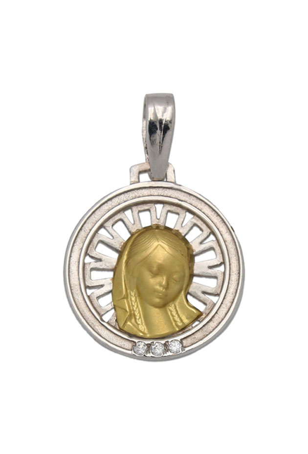 Medalla Virgen Niña en Oro Bicolor Primera Ley 0002MEDOBI