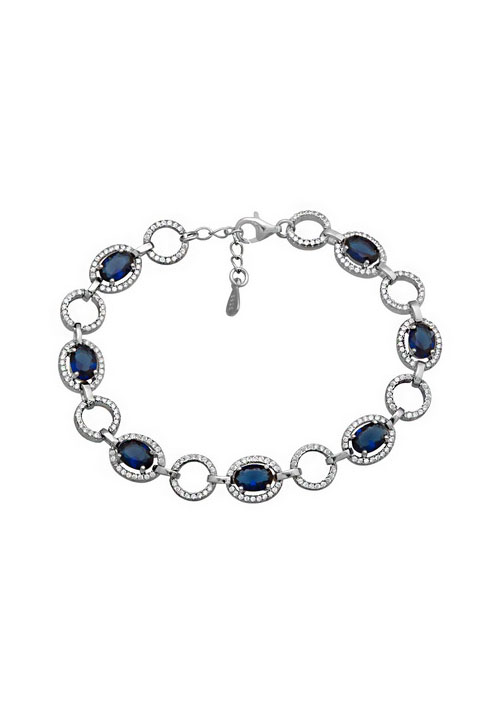 Pulsera Fabricada en Plata Primera Ley con Circonitas y Zafiros Azules 0003PUPL