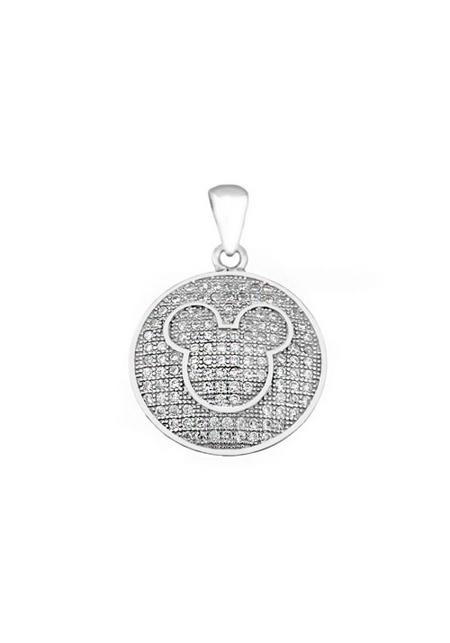 Colgante en Plata Primera Ley con Circonitas y Diseo de Mickey 0006COLPL