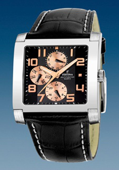 Reloj Caballero Marca Festina con Caja Rectangular y Correa de Piel F16235/D