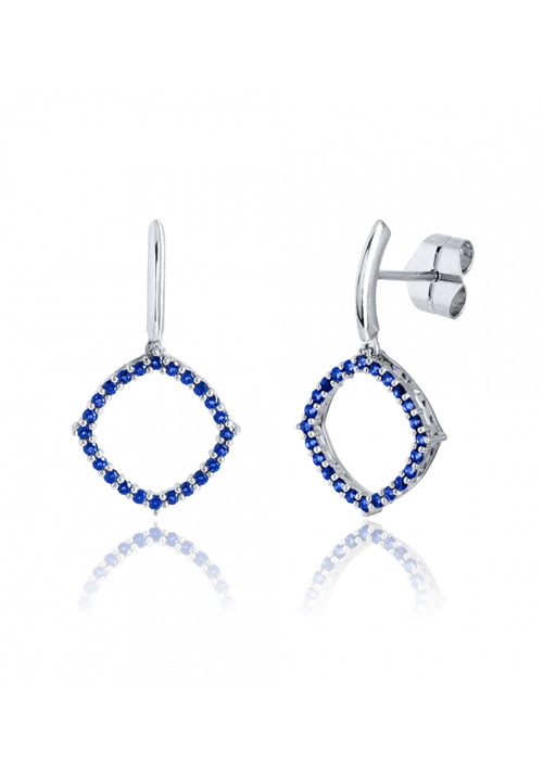Pendientes en Oro Blanco de Primera Ley con 48 Topacios Azul Royal 0017POBTA