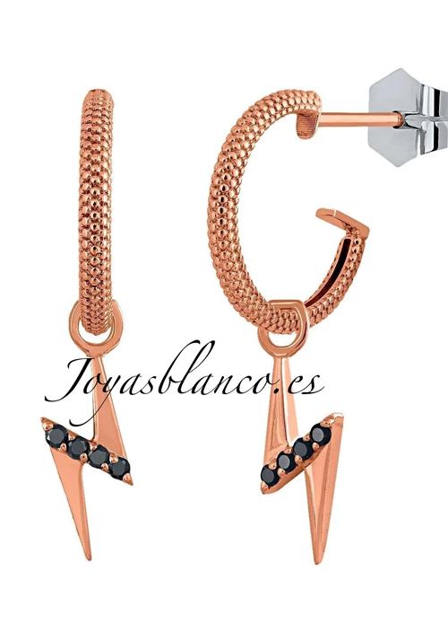 Pendientes en Oro Rosa Primera Ley con Diamantes Negros 0059PORDINPORDI